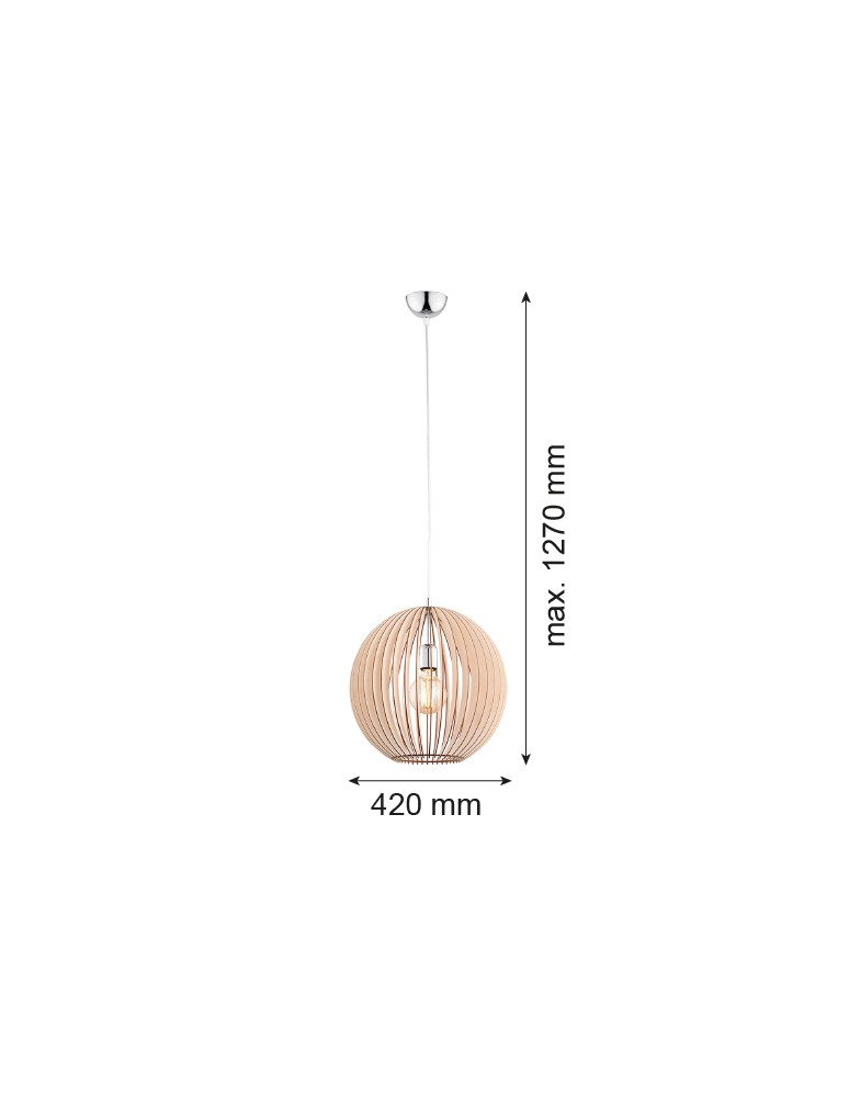 Argon PORTORYKO lampa wisząca 1 pł. kula 1x15W (max) jasny brąz chrom 3672 Argon PORTORYKO lampa wisząca 1 pł. kula 1x15W (max) jasny brąz chrom 3672