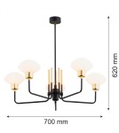 Argon RAVELLO żyrandol 5 pł. 5x7W (max) opal mat czarny struktura 2128 Argon RAVELLO żyrandol 5 pł. 5x7W (max) opal mat czarny struktura 2128