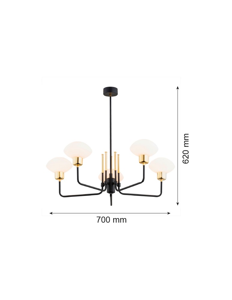 Argon RAVELLO żyrandol 5 pł. 5x7W (max) opal mat czarny struktura 2128 Argon RAVELLO żyrandol 5 pł. 5x7W (max) opal mat czarny struktura 2128