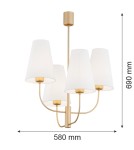 Żyrandole 4 punktowe - Argon SAFIANO żyrandol 4 pł. 4x15W (max) biały złoty 1821 - product 3