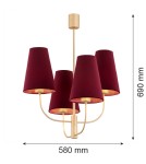 Argon SAFIANO żyrandol 4 pł. 4x15W (max) bordowy złoty 1827 Argon SAFIANO żyrandol 4 pł. 4x15W (max) bordowy złoty 1827