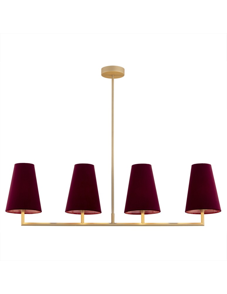 Argon SAFIANO lampa wisząca 4 pł. 4x15W (max) bordowy złoty 1829