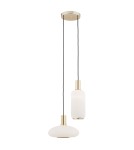 Lampy wiszące - Argon SAGUNTO lampa wisząca 2 pł. na okrągłej podsufitce 2x15W (max) opal mat mosiądz 896 - product 1