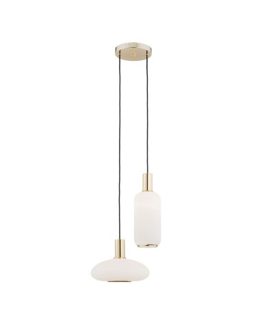 Argon SAGUNTO lampa wisząca 2 pł. na okrągłej podsufitce 2x15W (max) opal mat mosiądz 896