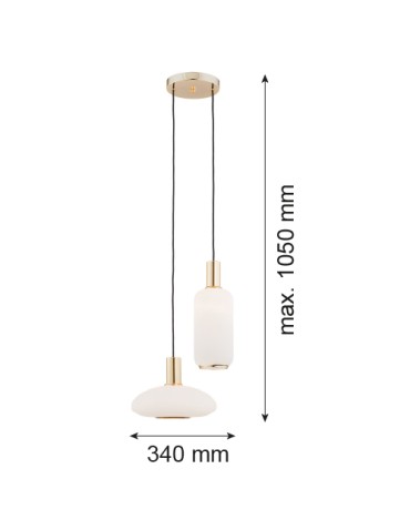 Argon SAGUNTO lampa wisząca 2 pł. na okrągłej podsufitce 2x15W (max) opal mat mosiądz 896 - produkt 2
