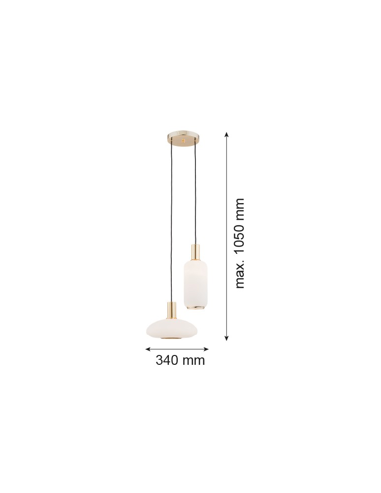 Lampy wiszące - Argon SAGUNTO lampa wisząca 2 pł. na okrągłej podsufitce 2x15W (max) opal mat mosiądz 896 - product kolory-swiatla.pl 2