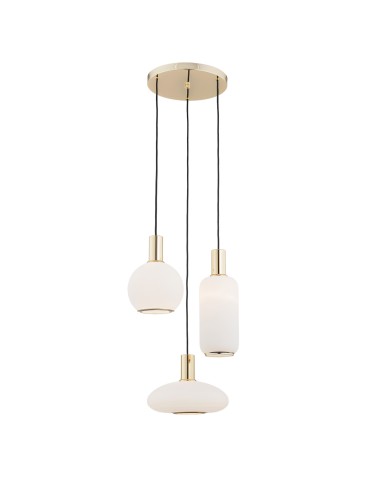 Argon SAGUNTO lampa wisząca 3 pł. na okrągłej podsufitce 3x15W (max) opal mat mosiądz 1489