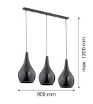 Lampy wiszące - Argon SANTANA lampa wisząca 3 pł 3x15W (max) czarny czarny połysk 1409 - product 2