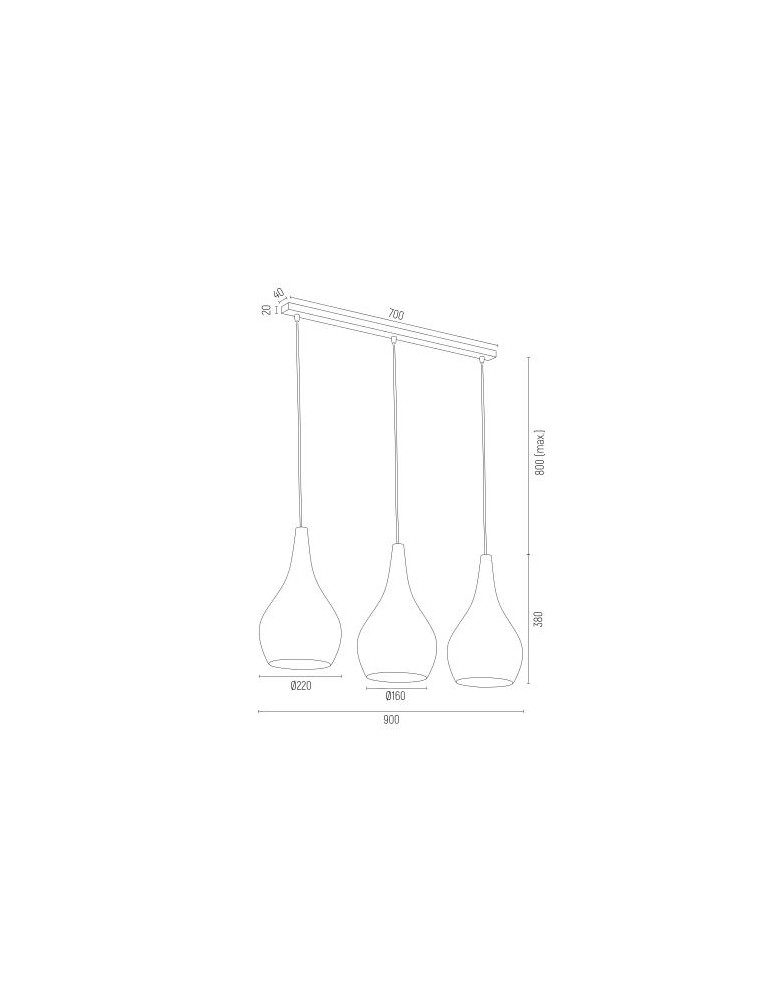 Lampy wiszące - Argon SANTANA lampa wisząca 3 pł 3x15W (max) czarny czarny połysk 1409 - product kolory-swiatla.pl 3