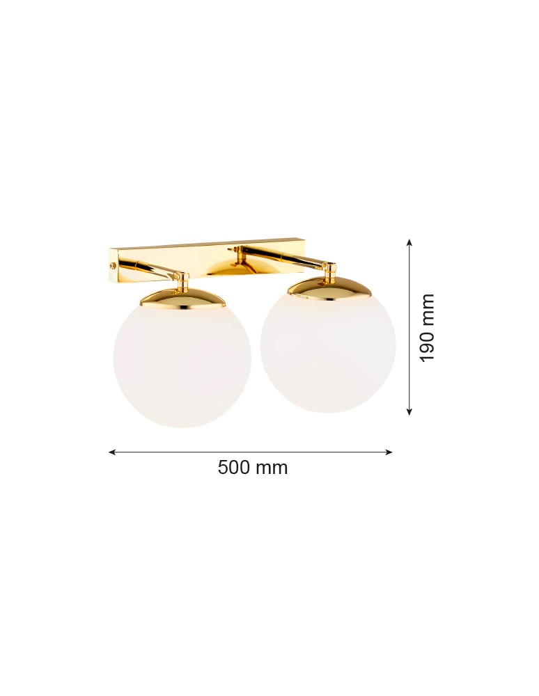 Argon SATELITE PLUS kinkiet 2 pł. 2x15W (max) opal mat IP44 mosiądz 1052 Argon SATELITE PLUS kinkiet 2 pł. 2x15W (max) opal mat IP44 mosiądz 1052