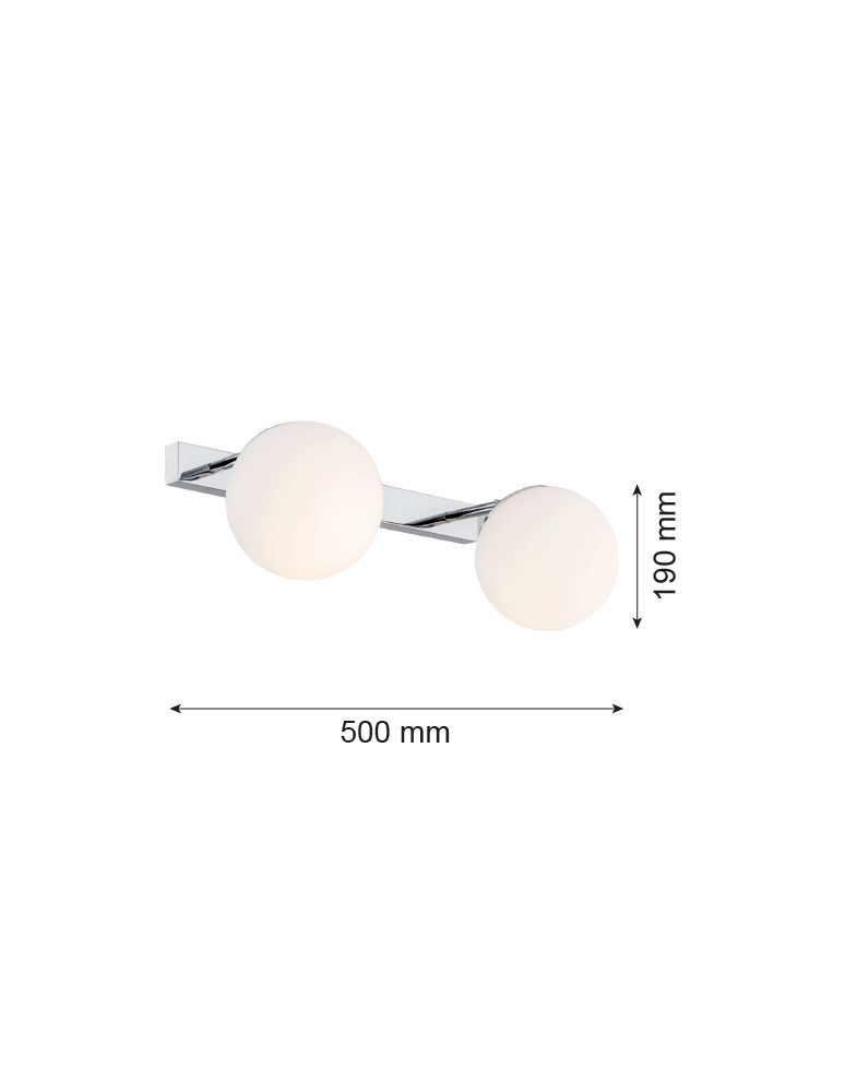 Argon SATELITE kinkiet 2 pł. 2x15W (max) opal mat IP44 chrom 840 Argon SATELITE kinkiet 2 pł. 2x15W (max) opal mat IP44 chrom 840