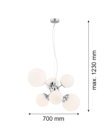 Argon SATELITE żyrandol 6 pł. 6x15W (max) opal chrom 2531 - produkt 2