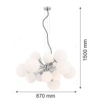 Lampy wiszące kule - Argon SATELITE żyrandol 15 pł. 15x15W (max) opal mat chrom 5021 - product 3