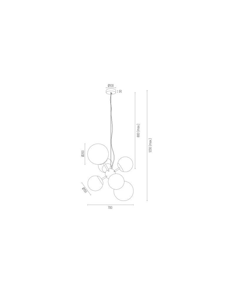 Lampy wiszące kule - Argon SATELITE żyrandol 6 pł. 6x15W (max) opal mosiądz 2532 - product kolory-swiatla.pl 3
