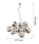 Lampy wiszące kule - Argon SATELITE żyrandol 15 pł. 15x15W (max) lister grafit chrom 5022 - product 3