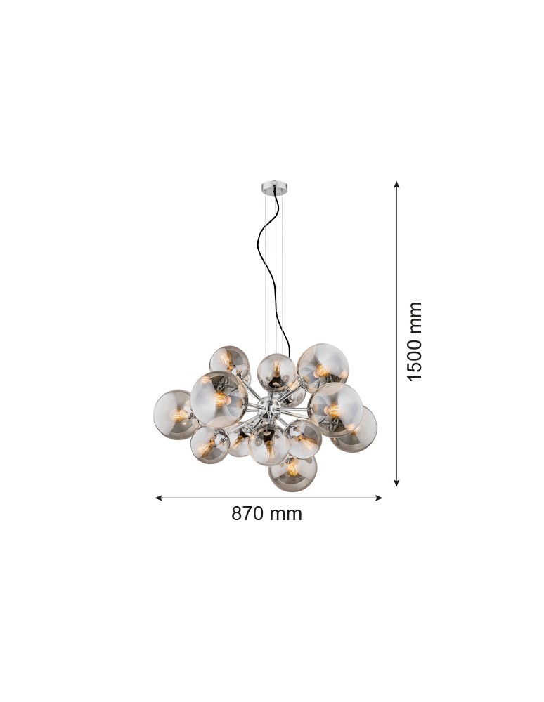 Argon SATELITE żyrandol 15 pł. 15x15W (max) lister grafit chrom 5022