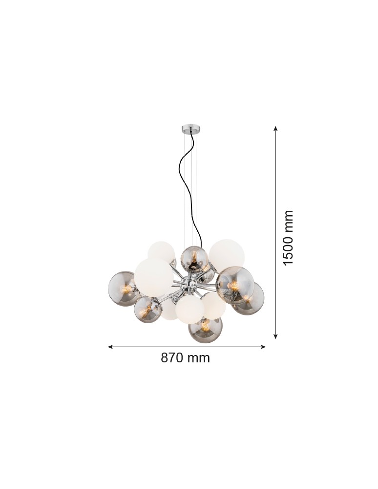 Argon SATELITE żyrandol 15 pł. 15x15W (max) mix opal mat + lister grafit chrom 5020 Argon SATELITE żyrandol 15 pł. 15x15W (max) mix opal mat + lister grafit chrom 5020