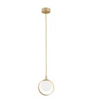 Lampy wiszące pojedyncze - Argon SATURNIA zwis 1 pł. 1x6W (max) opal mat złoty 8257 - product 1