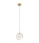 Lampy wiszące pojedyncze - Argon SATURNIA zwis 1 pł. 1x6W (max) opal mat złoty 8257 - product 2