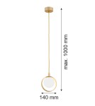 Lampy wiszące pojedyncze - Argon SATURNIA zwis 1 pł. 1x6W (max) opal mat złoty 8257 - product 4