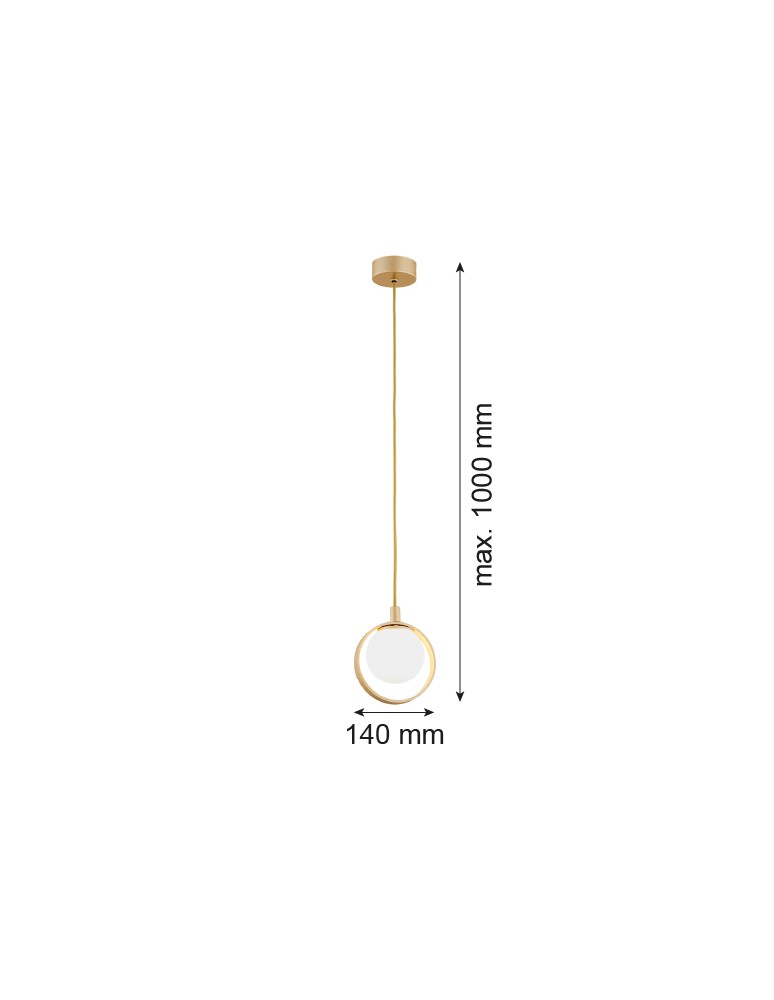 Argon SATURNIA zwis 1 pł. 1x6W (max) opal mat złoty 8257