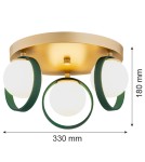 Argon SATURNIA plafon 3 pł. 3x6W (max) opal mat zielony 6247 Argon SATURNIA plafon 3 pł. 3x6W (max) opal mat zielony 6247