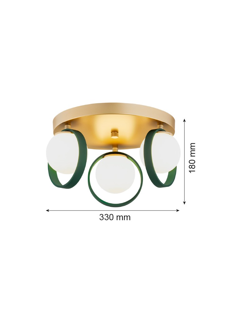 Argon SATURNIA plafon 3 pł. 3x6W (max) opal mat zielony 6247 Argon SATURNIA plafon 3 pł. 3x6W (max) opal mat zielony 6247