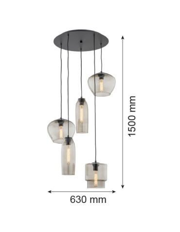 Argon SERAFINO lampa wisząca 5 pł. 5x15W (max) dymny czarny mat 2080 - produkt 2