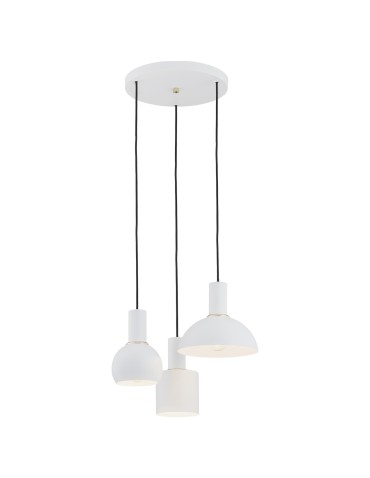 Argon SINES lampa wisząca 3 pł. na okrągłej podsufitce 3x15W (max) biały struktura elementy mosiądzowane 1468