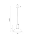 Lampy wiszące - Argon SINES lampa wisząca 3 pł. na okrągłej podsufitce 3x15W (max) biały struktura elementy mosiądzowane 1468 - product 3