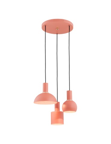 Argon SINES lampa wisząca 3 pł. na okrągłej podsufitce 3x15W (max) koral struktura elementy mosiądzowane 1469