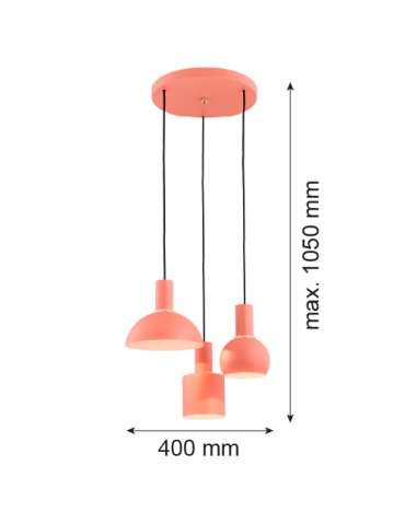 Argon SINES lampa wisząca 3 pł. na okrągłej podsufitce 3x15W (max) koral struktura elementy mosiądzowane 1469 - produkt 2
