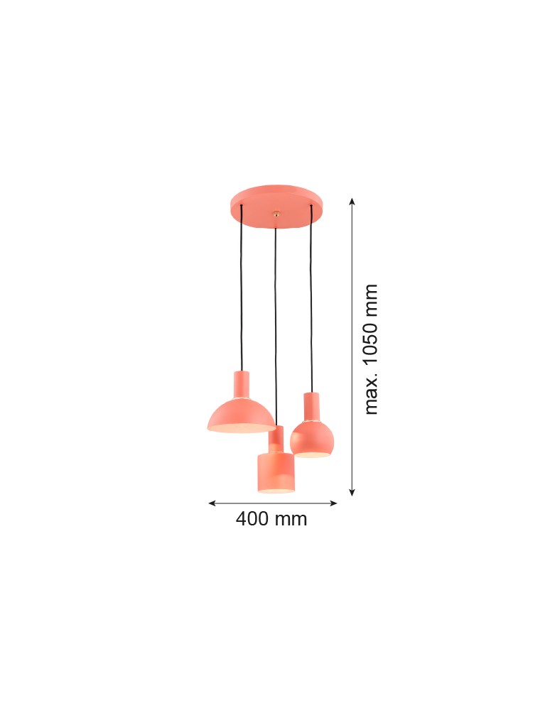 Argon SINES lampa wisząca 3 pł. na okrągłej podsufitce 3x15W (max) koral struktura elementy mosiądzowane 1469 Argon SINES lampa wisząca 3 pł. na okrągłej podsufitce 3x15W (max) koral struktura elementy mosiądzowane 1469
