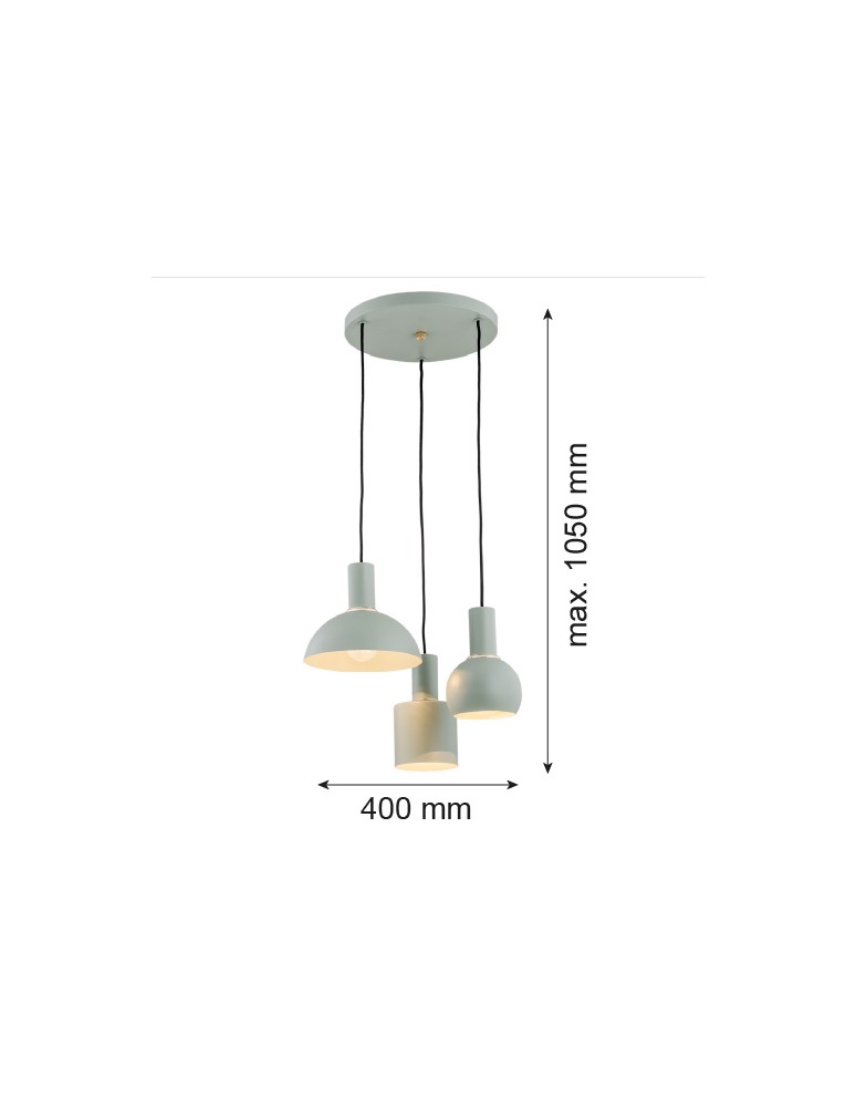 Argon SINES lampa wisząca 3 pł. na okrągłej podsufitce 3x15W (max) szałwia struktura elementy mosiądzowane 1470 Argon SINES lampa wisząca 3 pł. na okrągłej podsufitce 3x15W (max) szałwia struktura elementy mosiądzowane 1470