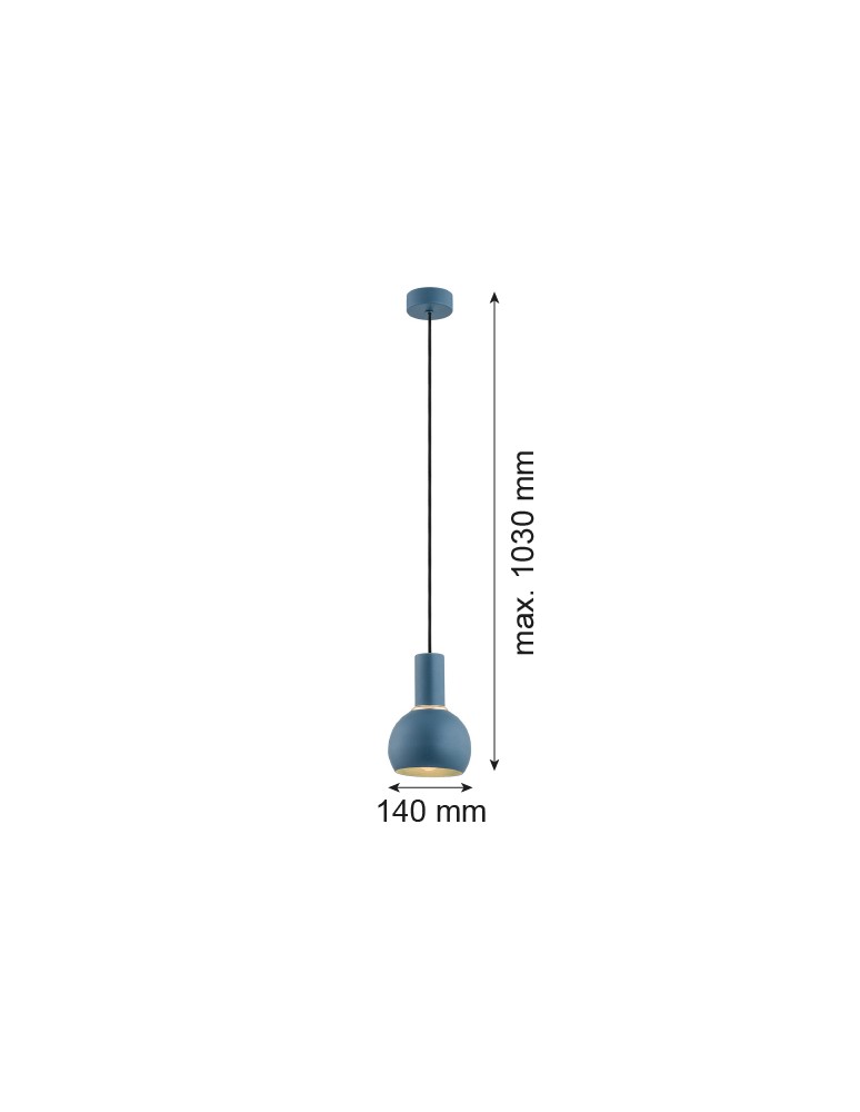 Lampy wiszące pojedyncze - Argon SINES lampa wisząca 1 pł. 1x15W (max) granat struktura elementy mosiądzowane 4216 - product kolory-swiatla.pl 2