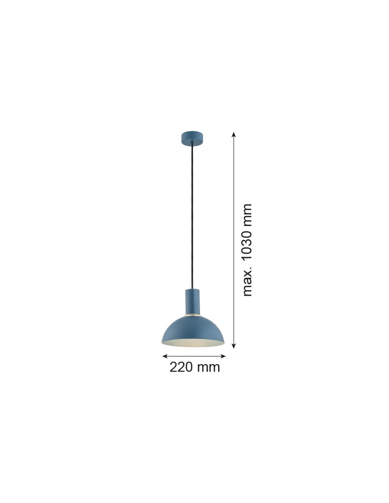 Lampy wiszące pojedyncze - Argon SINES lampa wisząca 1 pł. 1x15W (max) granat struktura elementy mosiądzowane 4221 - product kolory-swiatla.pl 2