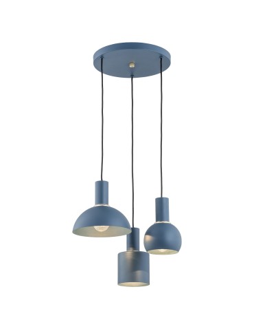 Argon SINES lampa wisząca 3 pł. na okrągłej podsufitce 3x15W (max) granat struktura elementy mosiądzowane 1471