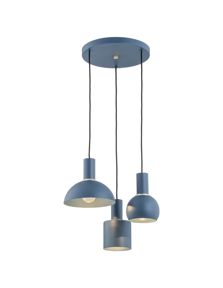 Argon SINES lampa wisząca 3 pł. na okrągłej podsufitce 3x15W (max) granat struktura elementy mosiądzowane 1471 Argon SINES lampa wisząca 3 pł. na okrągłej podsufitce 3x15W (max) granat struktura elementy mosiądzowane 1471