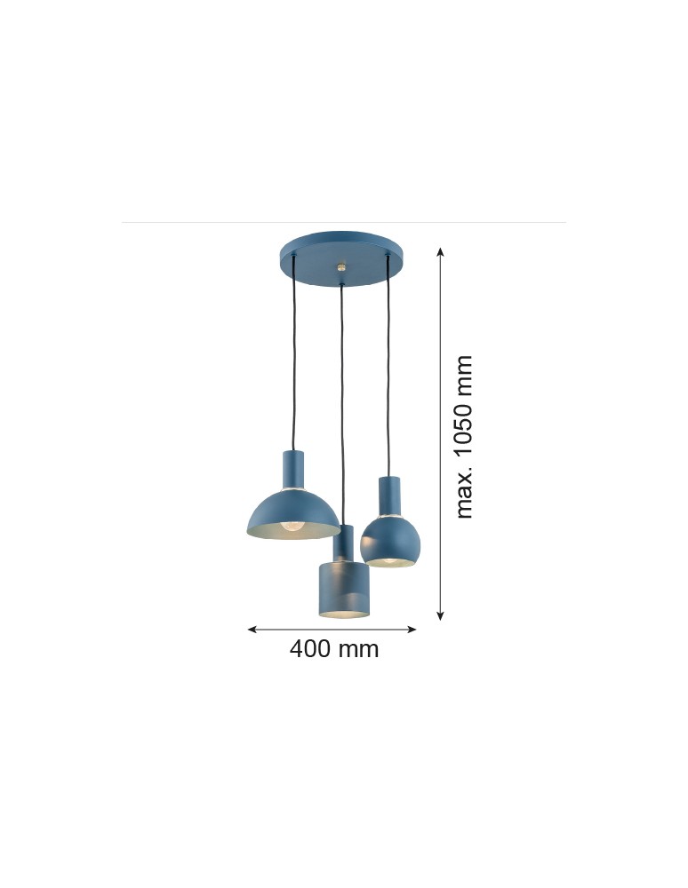 Argon SINES lampa wisząca 3 pł. na okrągłej podsufitce 3x15W (max) granat struktura elementy mosiądzowane 1471 Argon SINES lampa wisząca 3 pł. na okrągłej podsufitce 3x15W (max) granat struktura elementy mosiądzowane 1471
