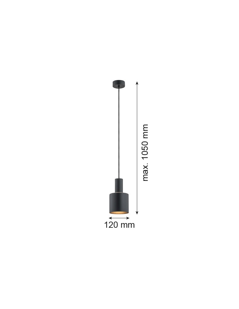 Lampy wiszące pojedyncze - Argon SINES lampa wisząca 1 pł. 1x15W (max) czarny struktura elementy mosiądzowane 4219 - product kolory-swiatla.pl 2