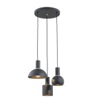 Argon SINES lampa wisząca 3 pł. na okrągłej podsufitce 3x15W (max) czarny struktura elementy mosiądzowane 1472 Argon SINES lampa wisząca 3 pł. na okrągłej podsufitce 3x15W (max) czarny struktura elementy mosiądzowane 1472