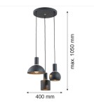 Argon SINES lampa wisząca 3 pł. na okrągłej podsufitce 3x15W (max) czarny struktura elementy mosiądzowane 1472 Argon SINES lampa wisząca 3 pł. na okrągłej podsufitce 3x15W (max) czarny struktura elementy mosiądzowane 1472