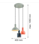 Lampy wiszące - Argon SINES lampa wisząca 3 pł. na okrągłej podsufitce 3x15W (max) mix (szałwia, koral, czarny) elementy mosiądzowane 1479 - product 2