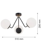 Lampy sufitowe 3 punktowe - Argon TOMAR żyrandol 3 pł. 3x15W (max) opal mat czarny struktura 1478 - product 2