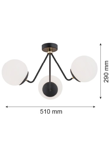 Argon TOMAR żyrandol 3 pł. 3x15W (max) opal mat czarny struktura 1478 - produkt 2