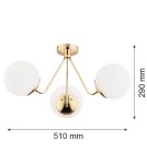 Lampy sufitowe 3 punktowe - Argon TOMAR żyrandol 3 pł. 3x15W (max) opal mat mosiądz 1481 - product 2