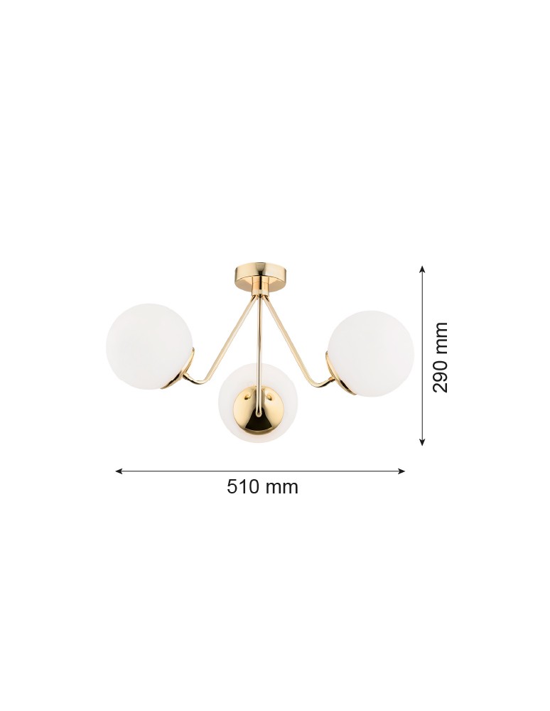 Lampy sufitowe 3 punktowe - Argon TOMAR żyrandol 3 pł. 3x15W (max) opal mat mosiądz 1481 - product kolory-swiatla.pl 2