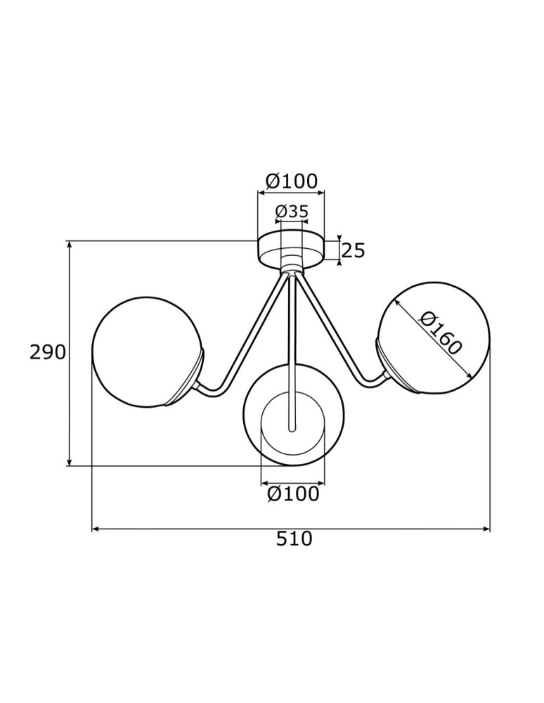 Lampy sufitowe 3 punktowe - Argon TOMAR żyrandol 3 pł. 3x15W (max) opal mat mosiądz 1481 - product kolory-swiatla.pl 3
