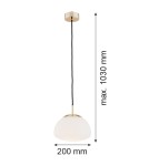 Lampy wiszące pojedyncze - Argon TRINI lampa wisząca 1 pł. S 1x15W (max) opal mat elementy mosiądzowane 4352 - product 2