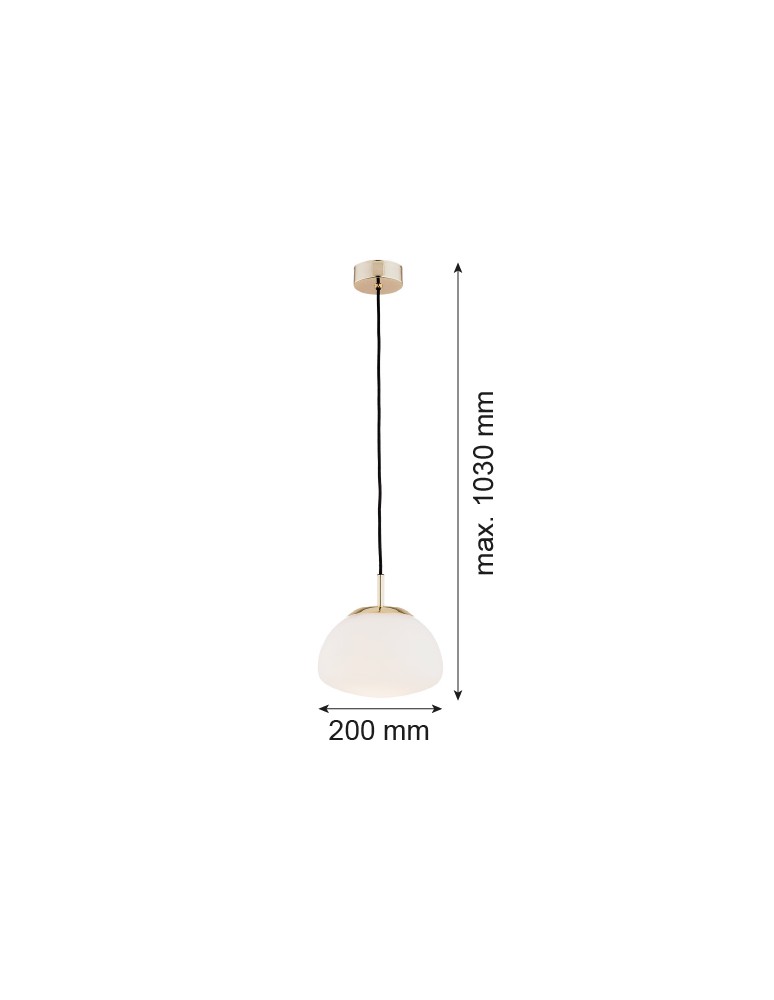 Lampy wiszące pojedyncze - Argon TRINI lampa wisząca 1 pł. S 1x15W (max) opal mat elementy mosiądzowane 4352 - product kolory-swiatla.pl 2